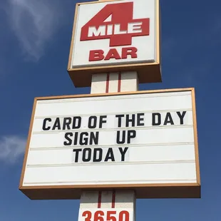 the sign for the four mile bar