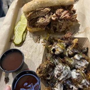Pulled pork and Brussel sprouts