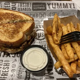 Spicy Italian Beef Melt with Fries and Ranch