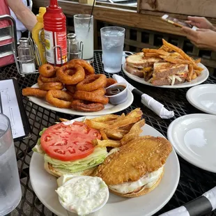 Onion rings, fish sandwiches, and grilled cheeses.