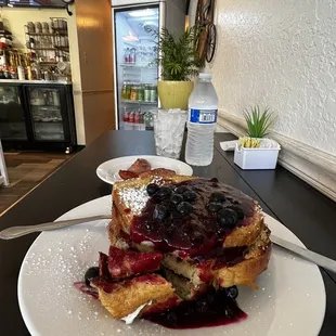 Stuffed Blueberry French Toast w/ Polish Turkey sausage