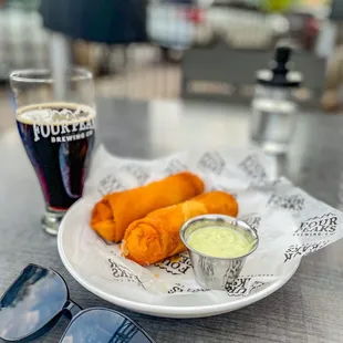 Chicken roll and oatmeal stout