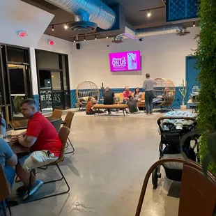 people sitting at tables