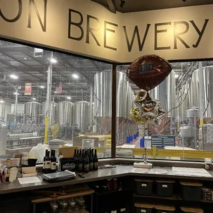 View from bar to brewery