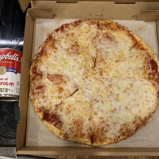 12&quot; cheese with mozzarella and parmesan.