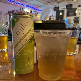 a cold beverage and a can