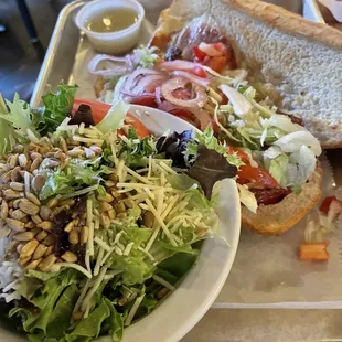 Italian sub with a side salad