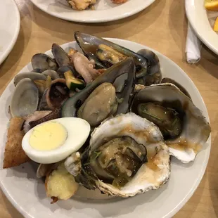 a variety of seafood dishes