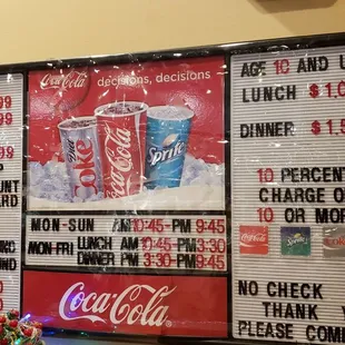 a large menu board
