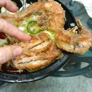 Salt and pepper shrimp not properly deveined...sad way to ruin some fantastic food.