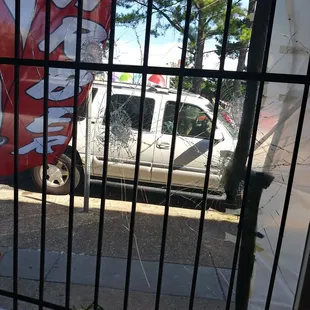 Cracked window for the ex employee LOL