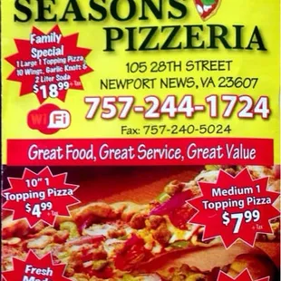 Four season&apos;s menu