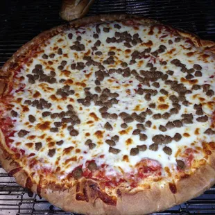 Cheese Pizza with Ground Beef Topping
