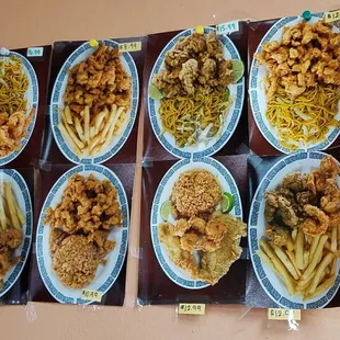 plates of food on a wall