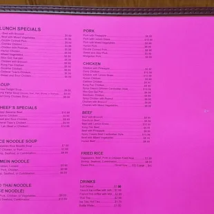 Current menu as of 4/8, back