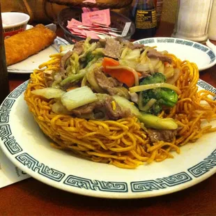 Combination pan fried noodles