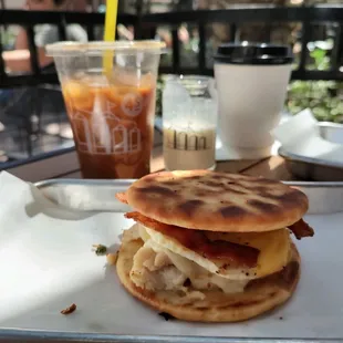 Magic Breakfast Sandwich with turkey and bacon.