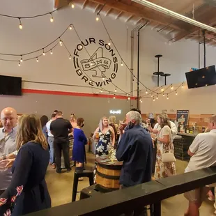 a large group of people at a party