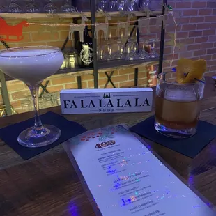 Eggnog Martini and an Old Fashioned