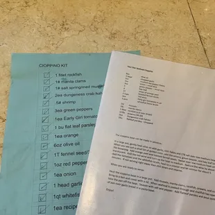 menu
