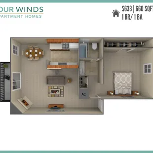 One-bedroom apartments Corpus Christi, TX
