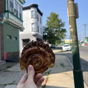 Pistachio croissant with some nibbles missing ;)