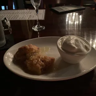 Apple dumpling and vanilla ice cream (lost it's creaminess).