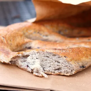 Inside of Fougasse ($9) - herbed levain dough w 10% whole wheat, 90% refined wheat, duck fat, preserved lemons, Kalamata olives, olive oil