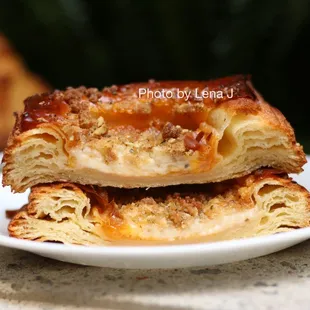 Inside of Seasonal Fruit Croissant ($4.5) - Apricot, vanilla bean cream cheese filling &amp; oat streusel with lemon verbena. Great!
