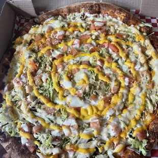 Taco steak pizza