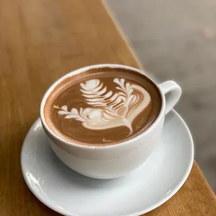 a cup of coffee on a saucer