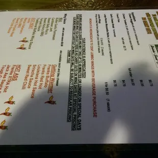 Menu as of my visit.