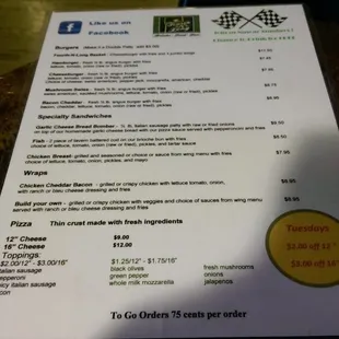 Menu as of my visit.