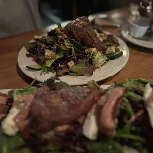 two plates of food on a table