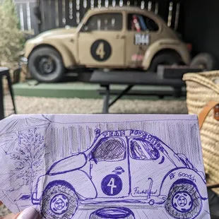 a drawing of a car