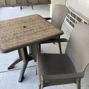 Table and chairs on balcony