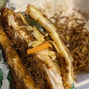 Closer look of citric hot chicken sandwich. It&apos;s fairly spicier than expected!
