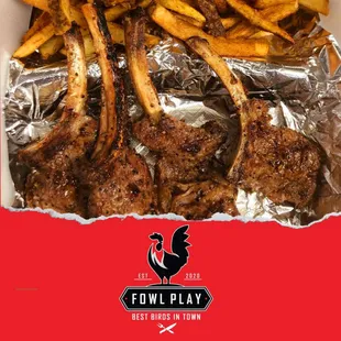 grilled lamb chops and fries