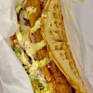 Wafflewich with crack sauce   @hybrideater