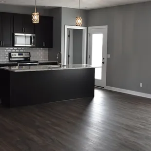 kitchen and living room