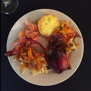 Sampling of the hot breakfast selection at the Father's Day brunch.