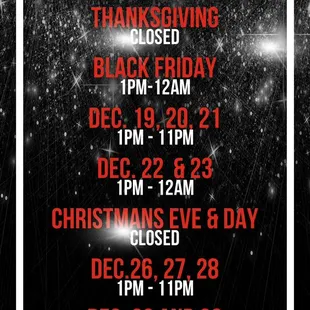 holiday hours