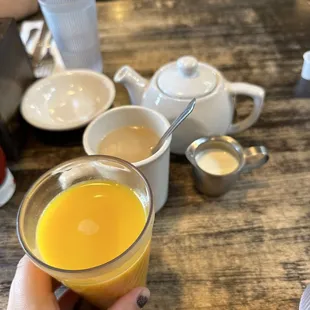 Earl Grey and orange juice