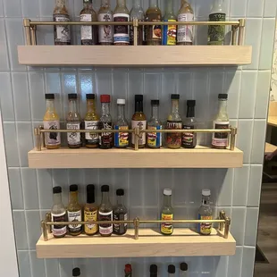 Wall of hot sauce