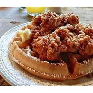 fried chicken and waffles on a plate