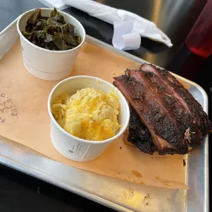 Collard greens, Mac &amp; cheese, ribs