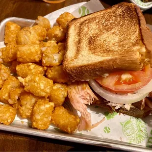 Turkey Sandwich and tots