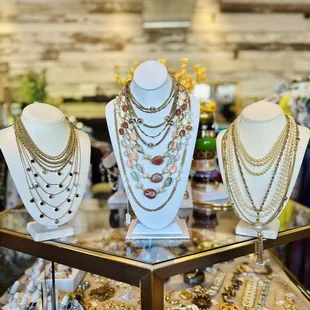 layered vintage necklaces