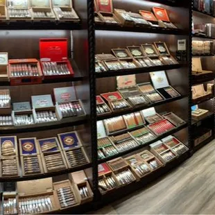 the shelves of cigars