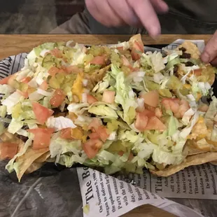 One of our hamburger nachos
